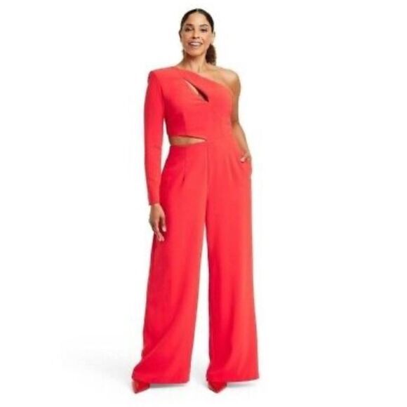Pants - Sergio Hudson x Target Red One Shoulder Cut-Out Jumpsuit Size XXS NWOT